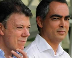 Presidente Santos y su ministro de Defensa, Rodrigo Rivera. EFE