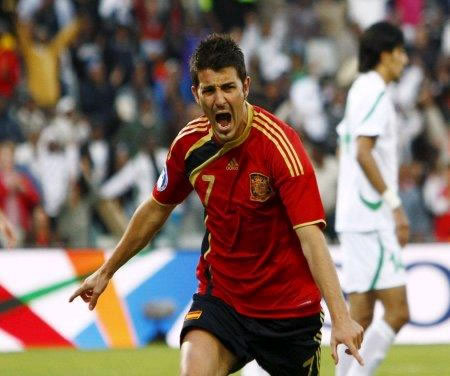 David Villa celebra el gol ante Irak; Foto: EFE