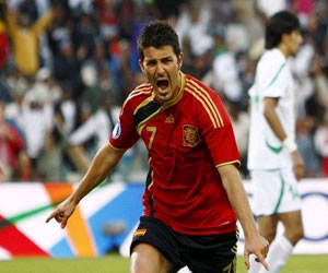 David Villa celebra el gol ante Irak; Foto: EFE